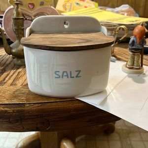 Salz wall hanging wooden box lid marked Austria